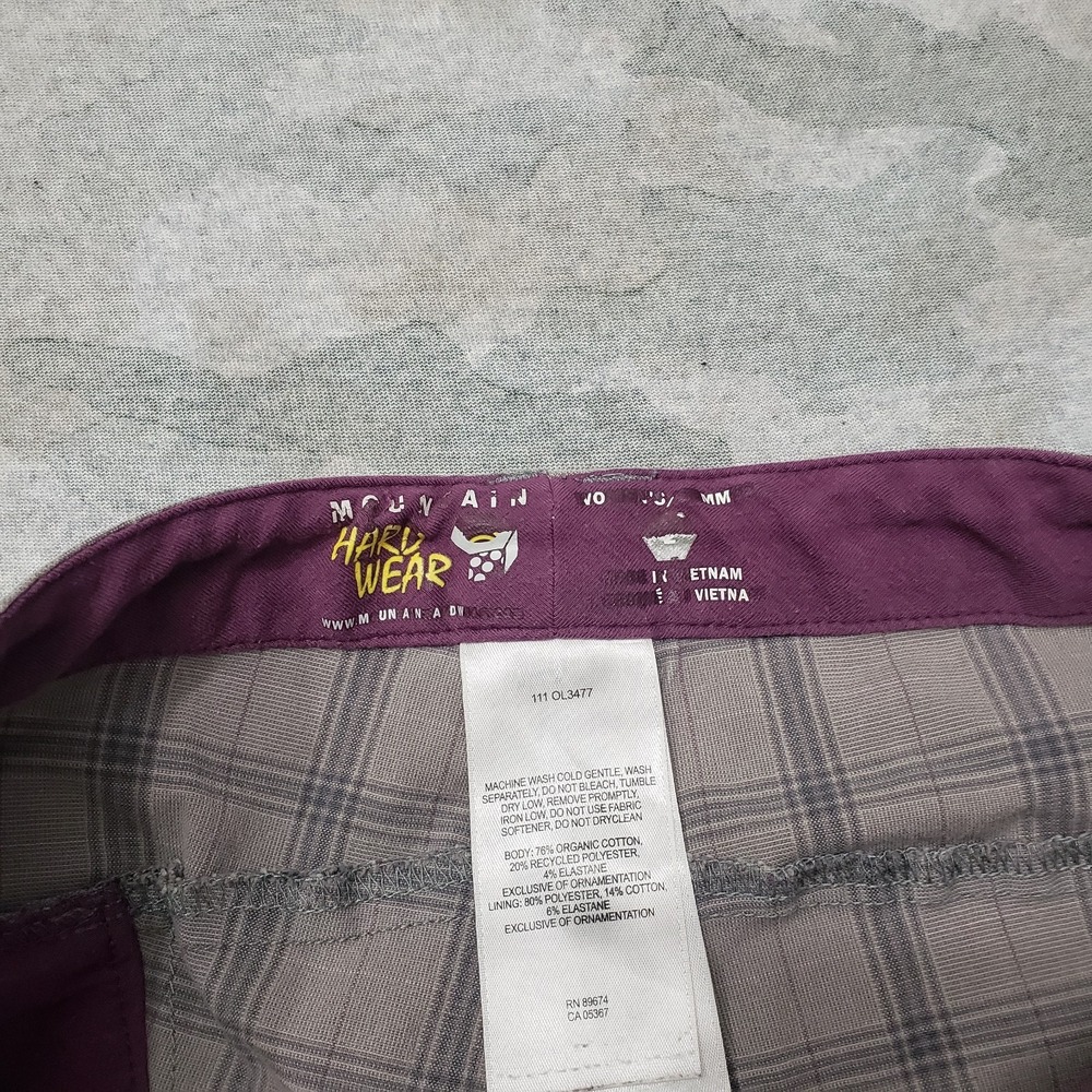Mountain Hardwear Shorts Womens Medium Gray Pockets Plaid Check Outdoors - Picture 8 of 11